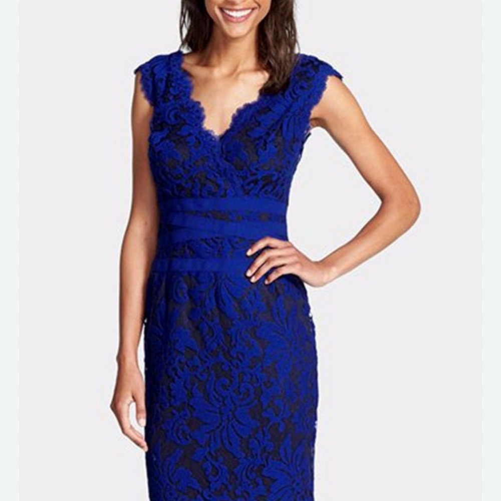 Tadashi Shoji Royal Blue Lace Midi Dress